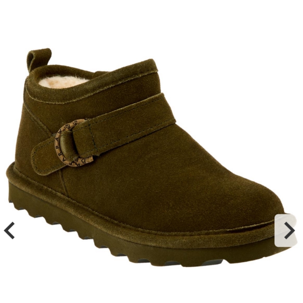 New Bearpaw Olive Green Petite Shearling Boot 11w Wide